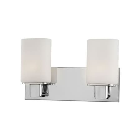 Verticale Vanity, 2 Lights Wlamp White Opal Glass  Chrome Finish